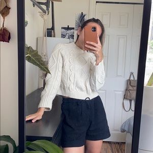 Cropped beige knit sweater